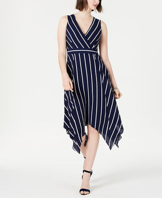 Jessica Howard Women's Sleeveless Hanky Hem Dress Blue Size 14