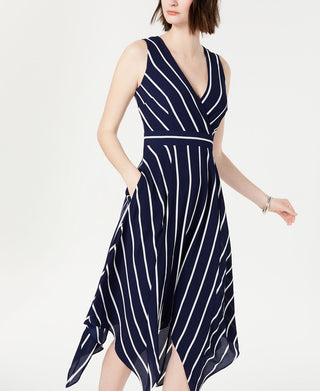 Jessica Howard Women's Sleeveless Hanky Hem Dress Blue Size 14