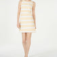 Vince Camuto Women's Metallic Stripe Brocade Shift Dress Yellow Size 8