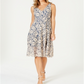 Women's Vince Camuto Lace V-Neck Fit & Flare Dress Blue Size 8