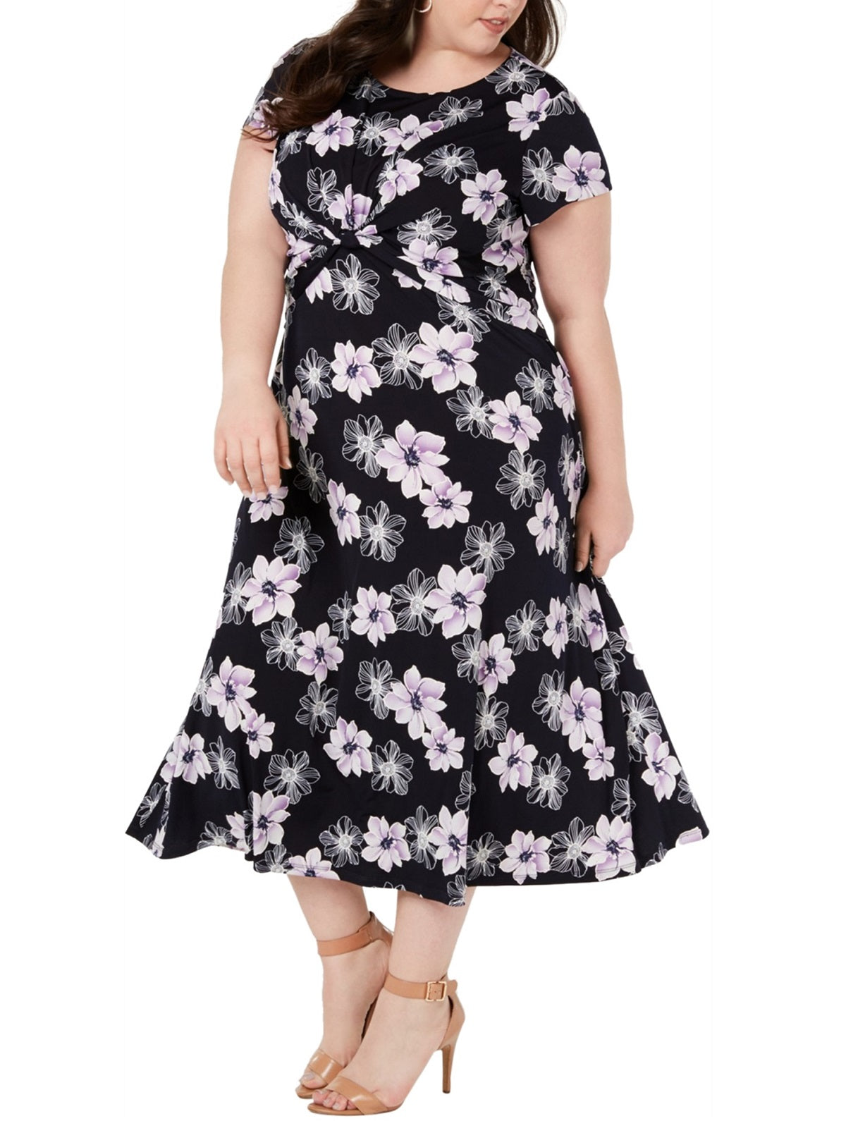Jessica Howard Women's Twisted Midi Dress Purple Size 14W