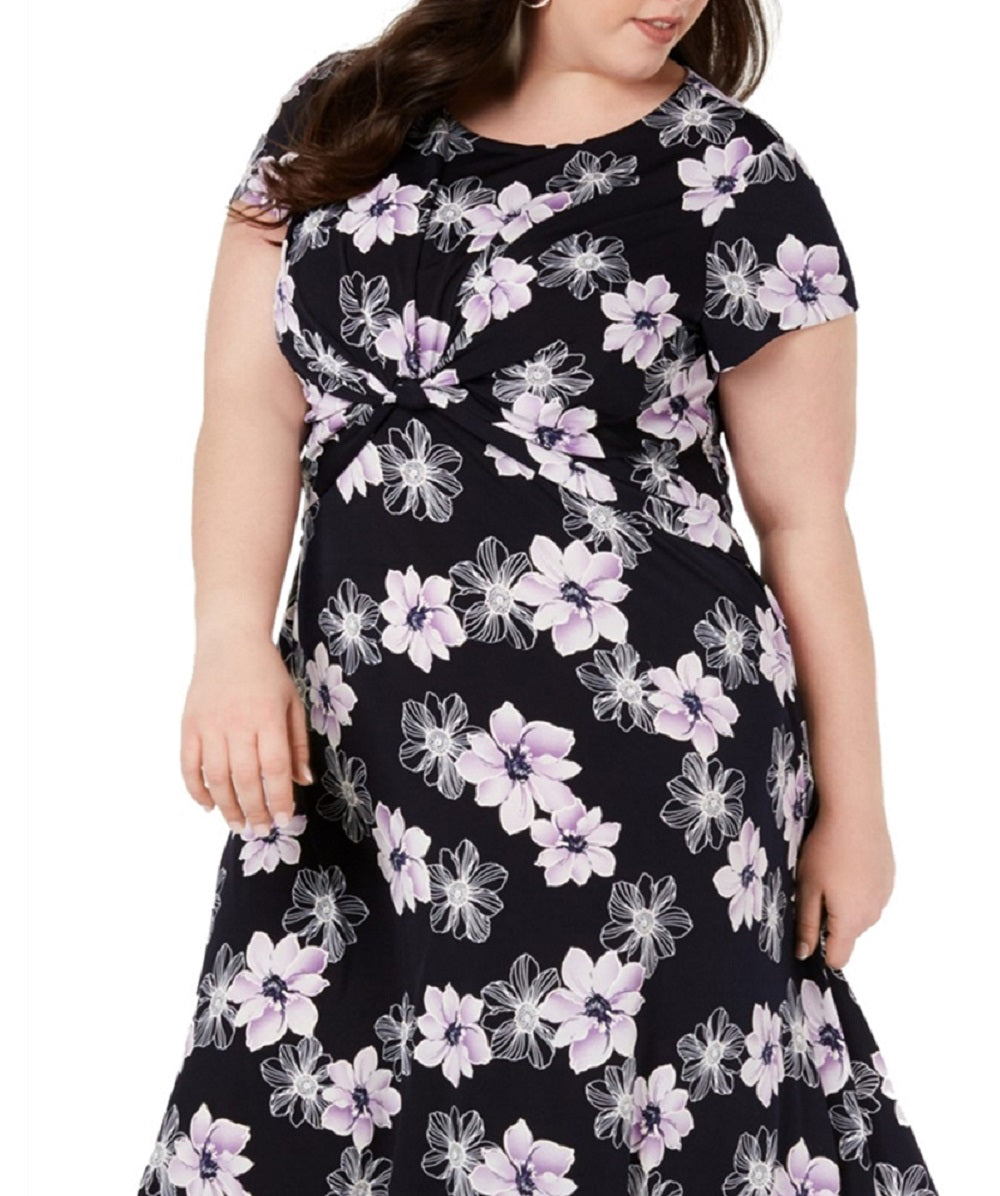 Jessica Howard Women's Twisted Midi Dress Purple Size 14W