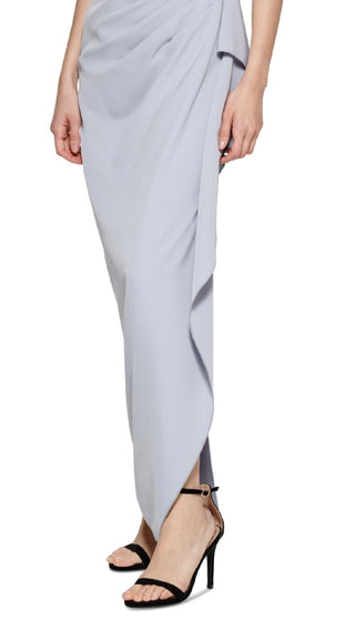 Vince Camuto Women's Draped Off The Shoulder Gown Blue Size 12