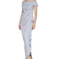 Vince Camuto Women's Draped Off The Shoulder Gown Blue Size 12