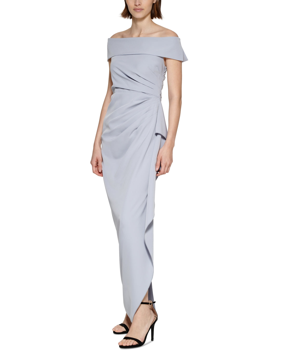 Vince Camuto Women's Draped Off The Shoulder Gown Blue Size 12