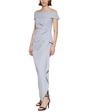 Vince Camuto Women's Draped Off The Shoulder Gown Blue Size 12