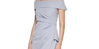 Vince Camuto Women's Draped Off The Shoulder Gown Blue Size 12