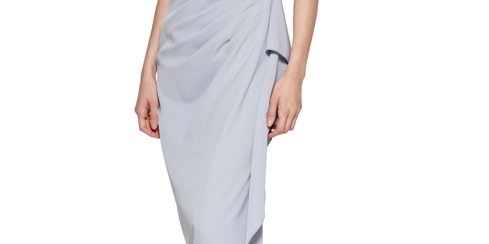 Vince Camuto Women's Draped Off The Shoulder Gown Blue Size 12