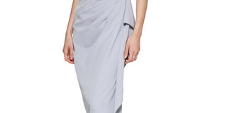 Vince Camuto Women's Draped Off The Shoulder Gown Blue Size 12