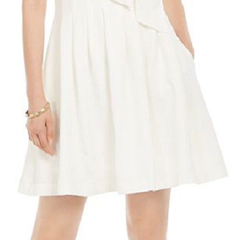 Vince Camuto Women's Bow Neck Fit & Flare Dress White Size 4