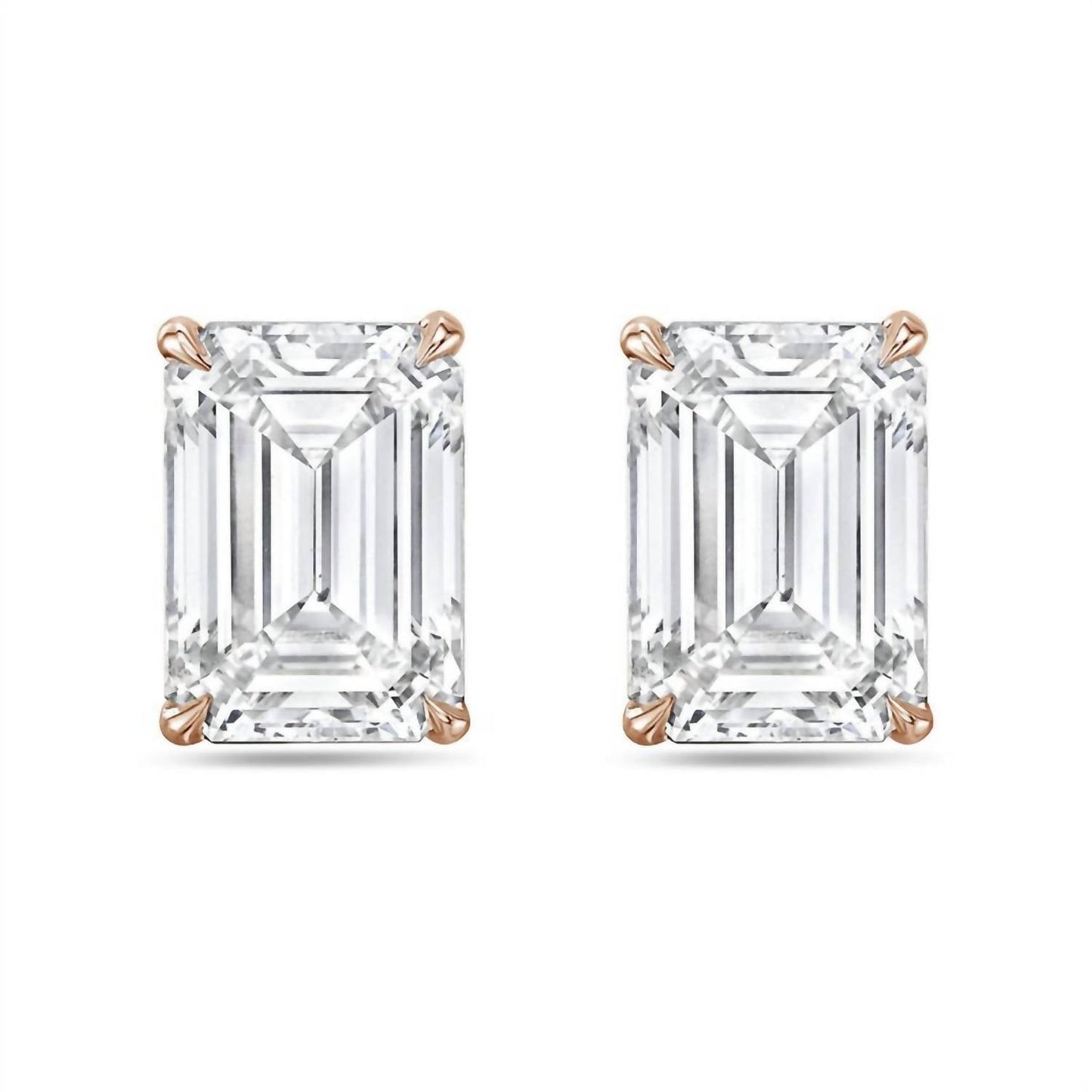 Diana M Jewels - 10.00 Cts Lab Grown Emerald Cut Stud Earrings