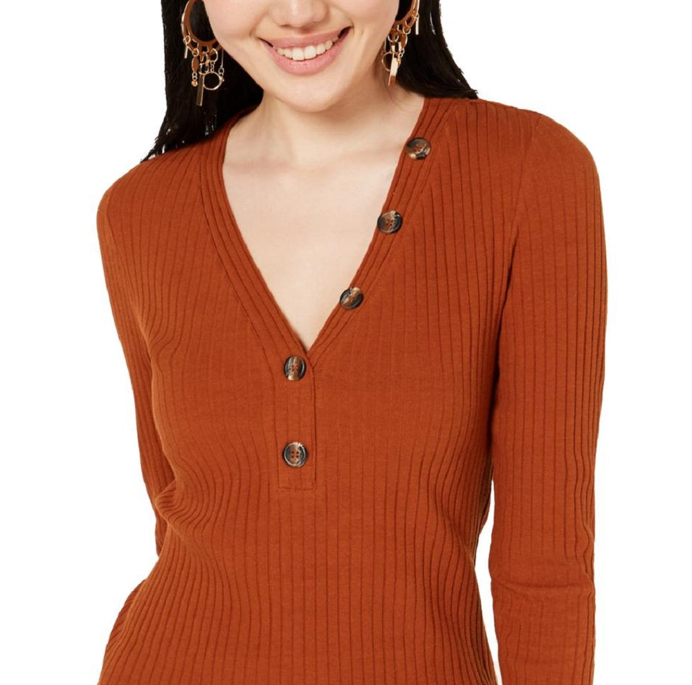 Parker Women's Henly Ribbed Knit Pullover Top Brown Size X-Large
