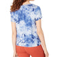 Self Esteem Junior's Tie Dyed V Neck Top Blue Size Medium