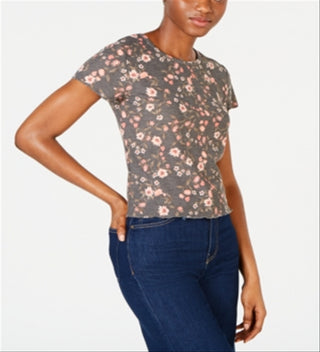 Self Esteem Junior's Waffle Knit Baby T-Shirt Gray Size Small