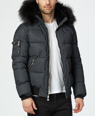 Noize Men's Clark Quilted Bomber With Hood Black Size S