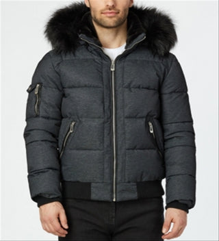 Noize Men's Clark Quilted Bomber With Hood Black Size S