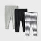 Cloud Island Baby 3pk Pull-On Pants Black/Gray Newborn
