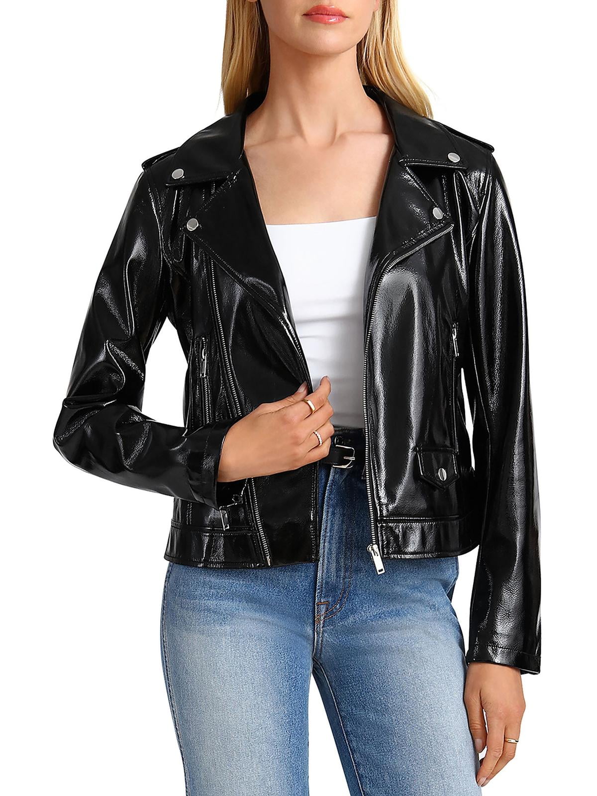 Bagatelle Women's Patent Biker Jacket Black Size S