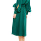 Mac Duggal - Collared Faux Wrap Bishop Sleeve Flowy Dress