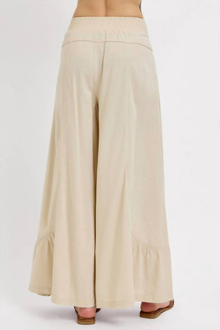Risen - Linen Mix Ruffle Wide Leg Pants