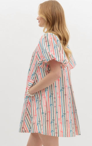 Entro - Stripe Bow Swing Dress