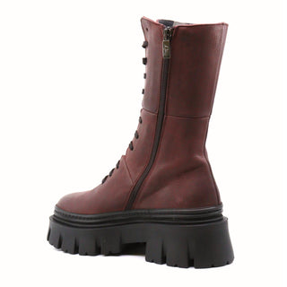 Lofina - Chunky Leather Lace Up Boots