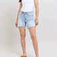Judy Blue - Double Button Fray Hem Mid Rise Denim Shorts