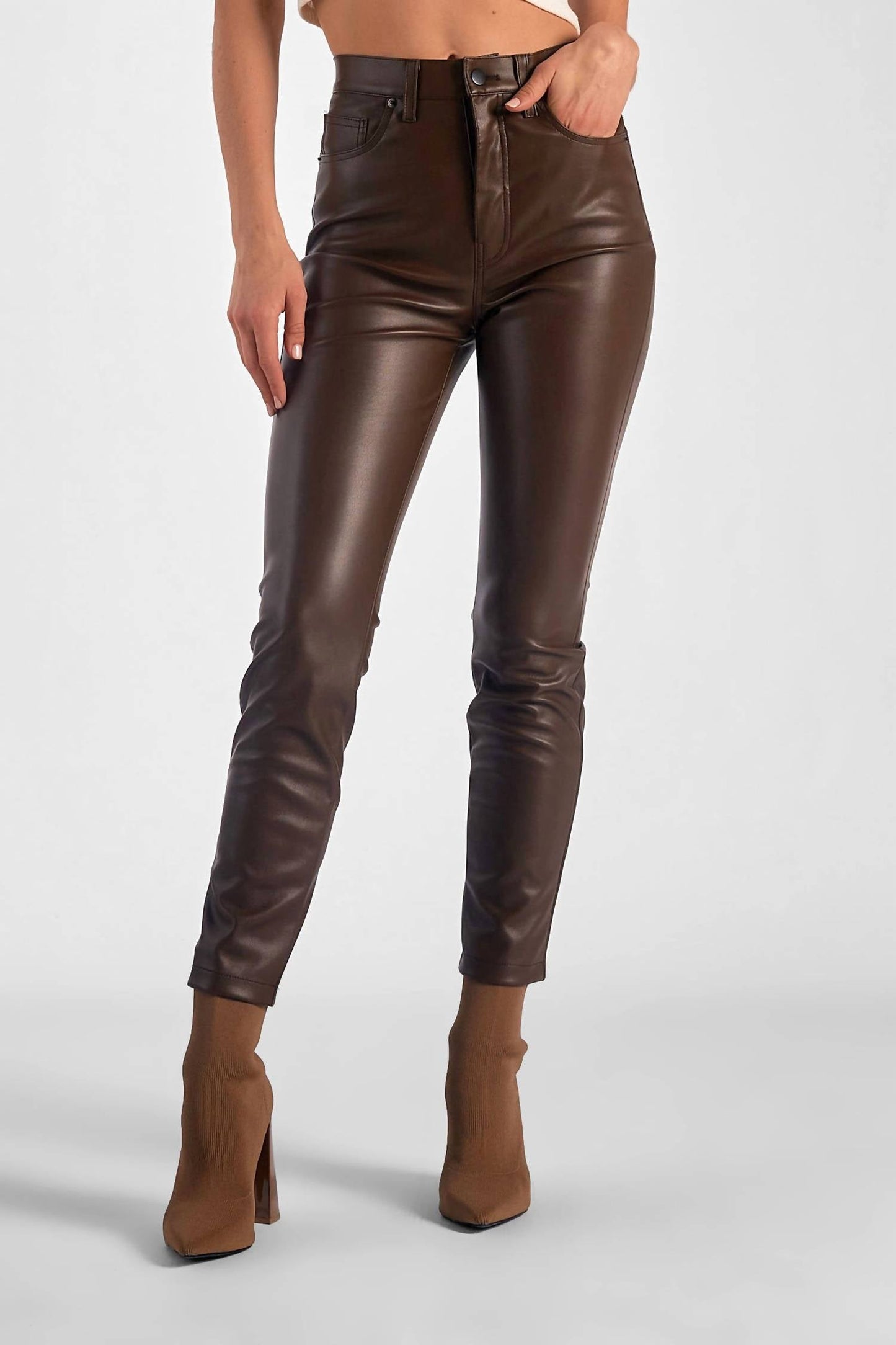 Elan - Faux Leather Straight Leg Pant