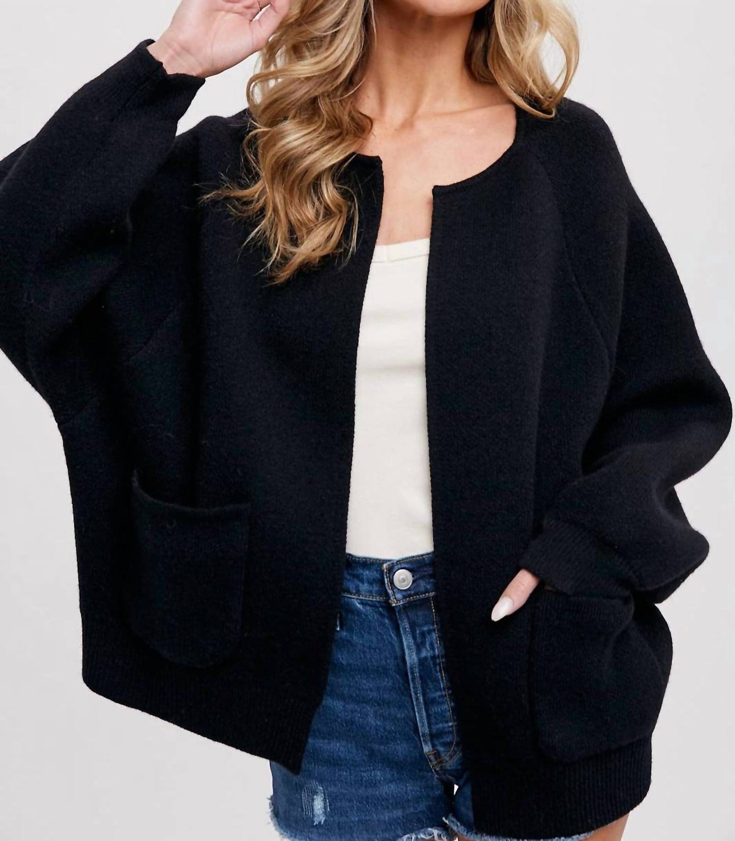 Bluivy - Open Front Sweater Jacket