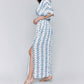 Charlie B - Printed Dolman Sleeve Maxi Dress With Side Slits