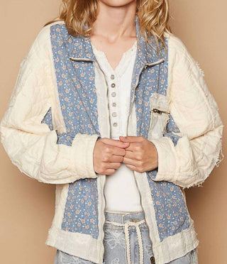 Pol - Contrast Floral Quilted Jacket