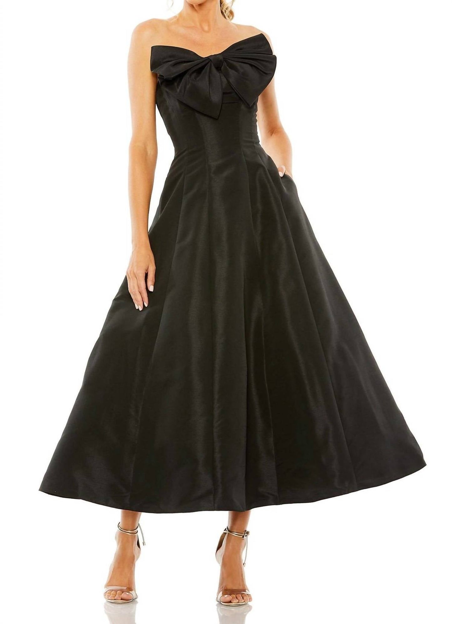 Mac Duggal - Strapless A-line Tea Length Bow Dress Size 6 $398