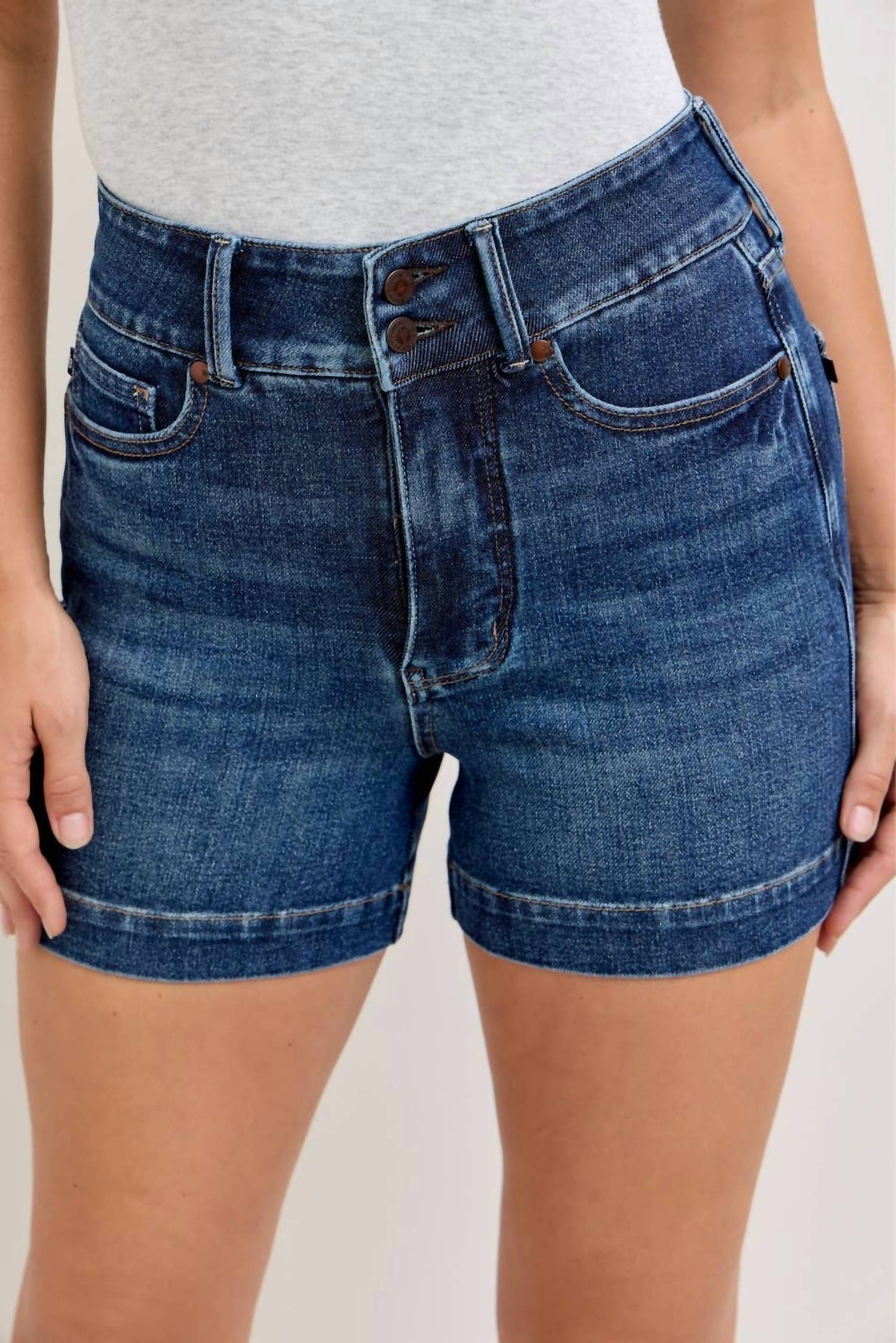 Judy Blue - High Waist Tummy Control Slim Denim Shorts