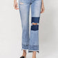 Flying Monkey - High Rise Distressed Patched Crop Flare Jeans