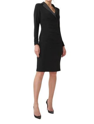 Adrianna Papell - Jersey And Satin Short Sheath Tuxedo Dress
