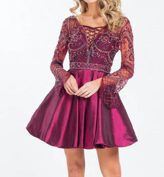 Rachel Allan - Beaded Mikado Short Prom Dress