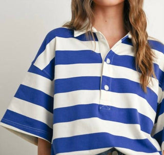 Buttermelon - Striped Oversized Polo Shirt