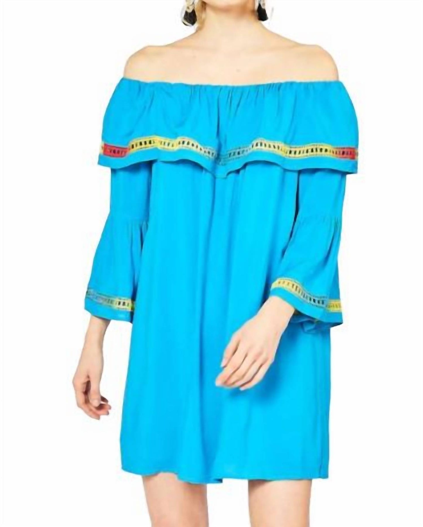 Entro - Off The Shoulder Bell Sleeve Dress