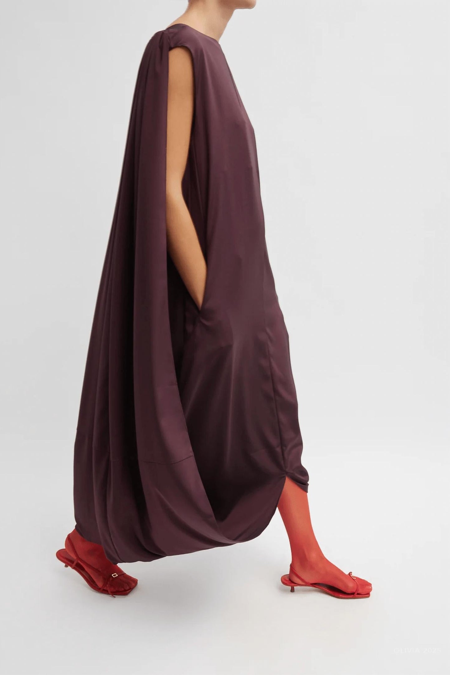 Tibi - Stretch Wide Neck Cape Dress