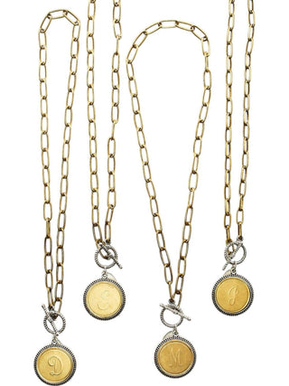 Julio Jewelry - Women's Uppercase Initial Disk Necklace - Letter T