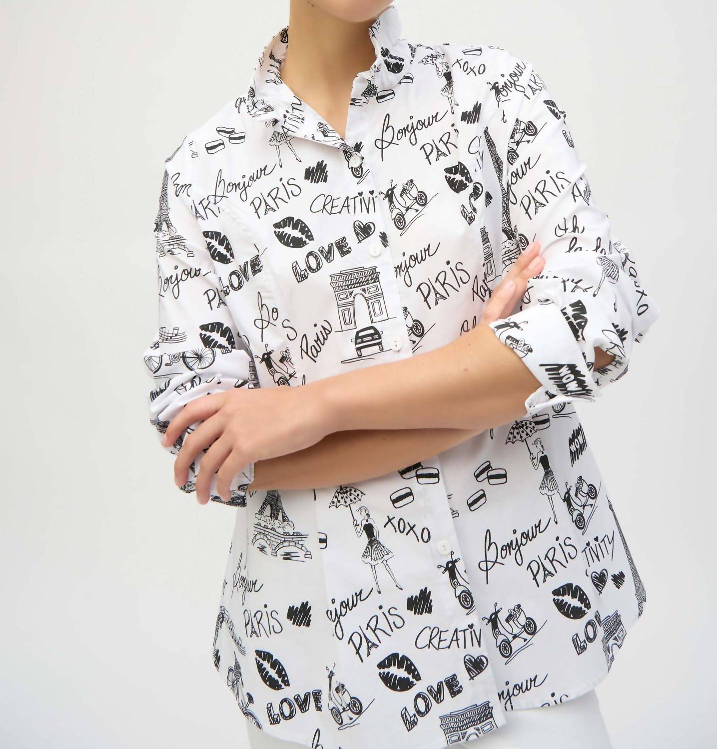 Joseph Ribkoff - Woven Conversational Print Fit And Flare Blouse