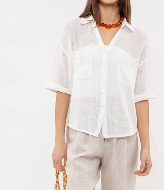 Blu Pepper - Jane Short Sleeve Mesh Camp Shirt