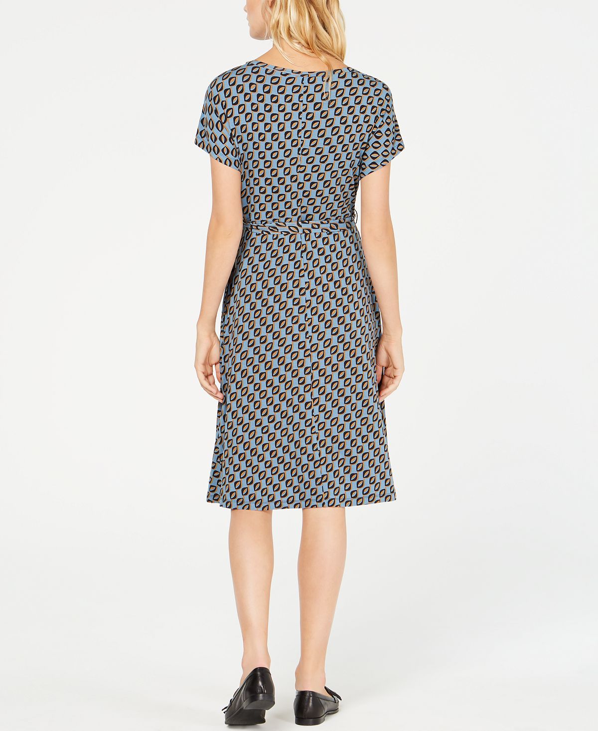 Weekend Max Mara Women's Argo Printed Belted A Line Dress Blue Size XL