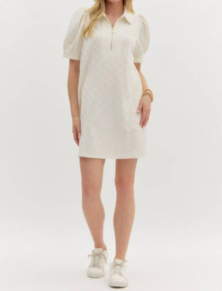 Entro - Textured Puff Sleeve Mini Dress