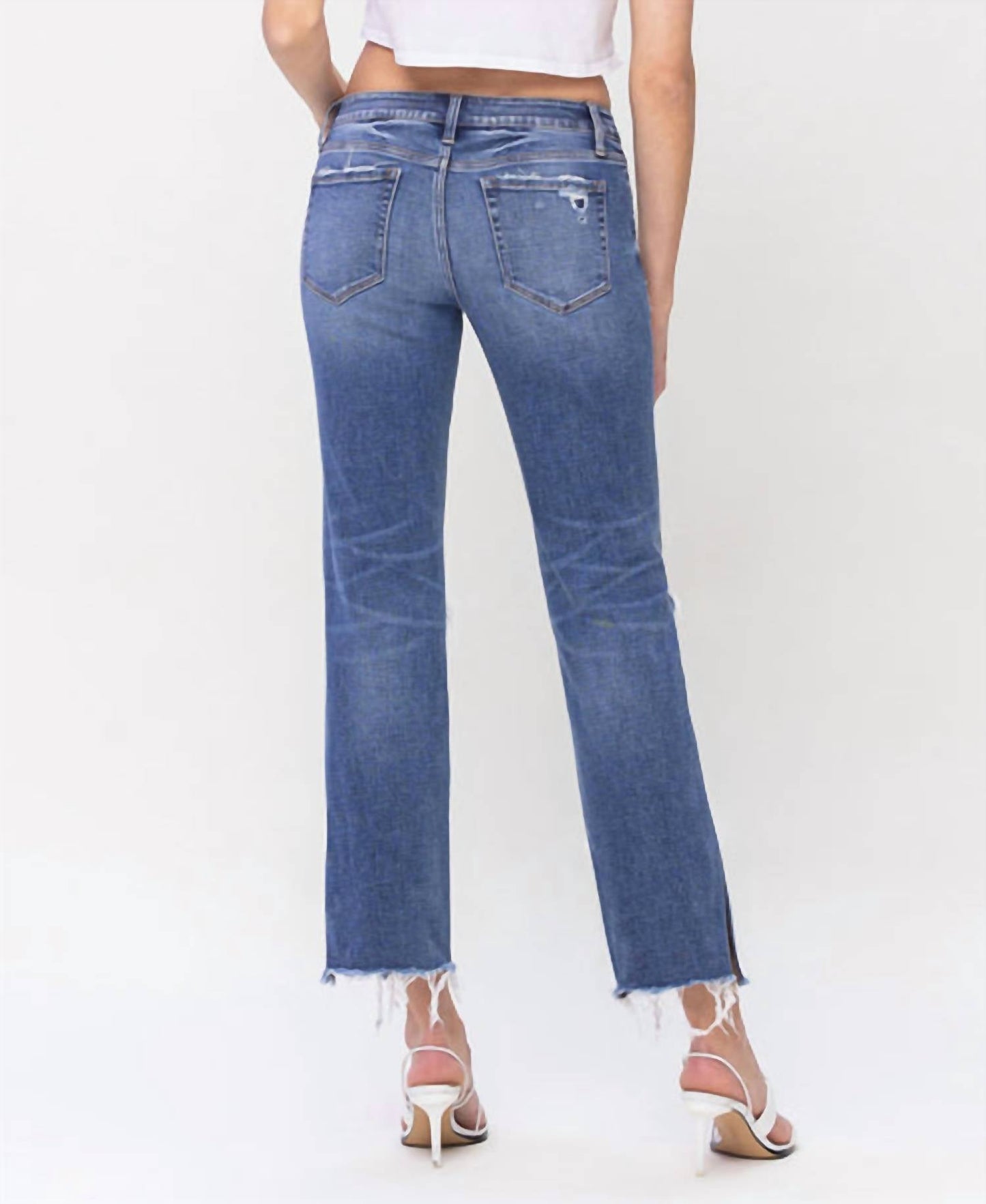 Flying Monkey - Low Rise Raw Slit Hem Straight Jeans