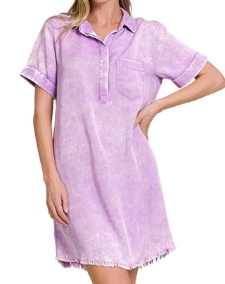 Trendsi - Zenana Tencel Mineral Washed Collared Shirts Dress