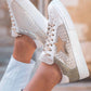 1 The Woman - Glitter Star Patchwork Leather Lace-up Sneakers