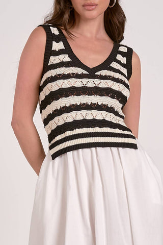 Elan - Midi Woven Knit Mixed Media Dress