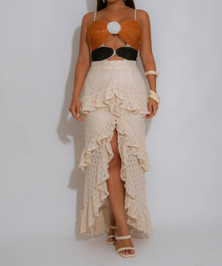 Chicways - Cabana Muse Crochet Ruched Maxi Dress