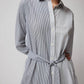 Atm - Mixed Stripe Shirting Belted Shirt Dress